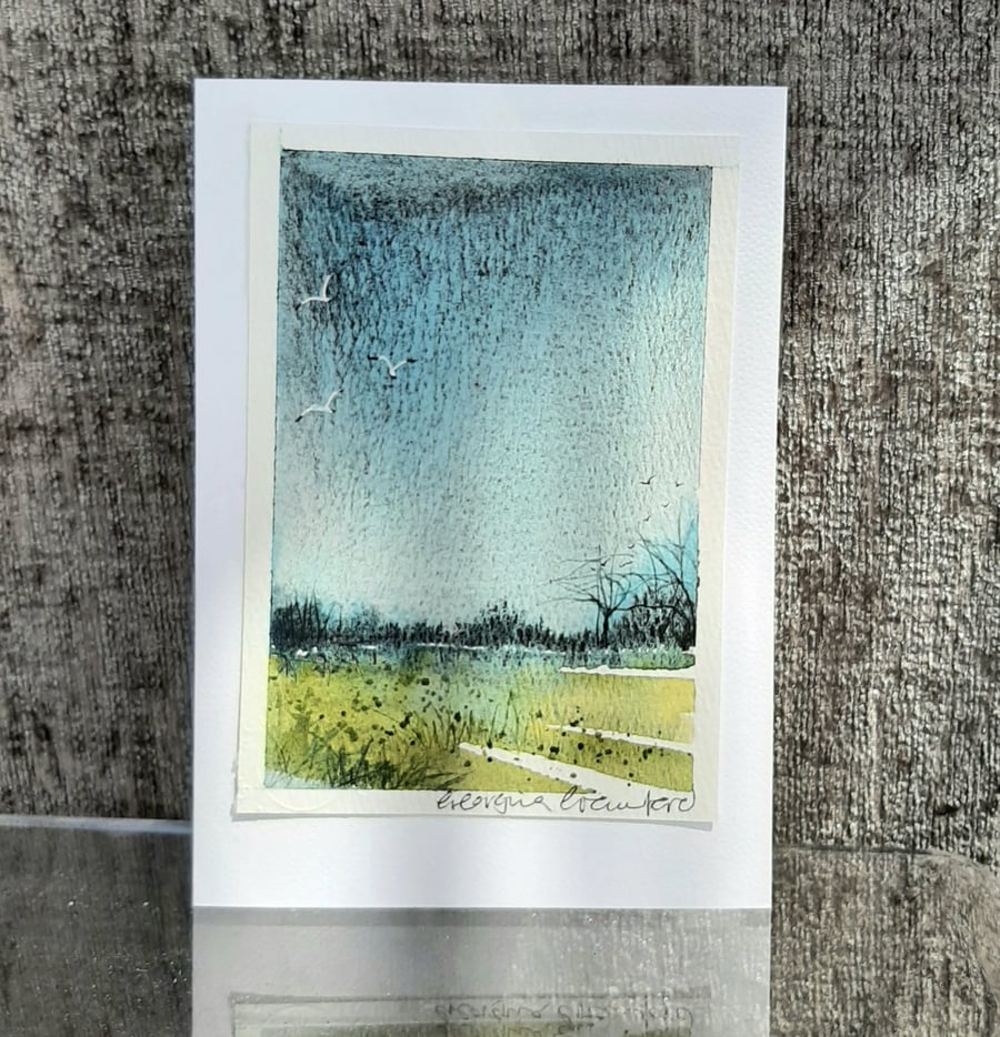 Through The Rain. Blank Card. Original Watercolour Painting. 260153