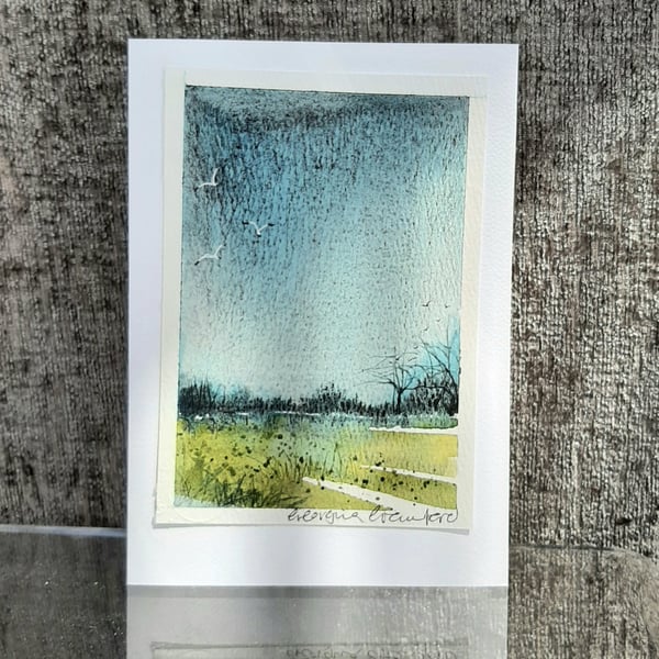 Through The Rain. Blank Card. Original Watercolour Painting. 260153
