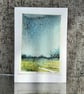 Through The Rain. Blank Card. Original Watercolour Painting. 260153