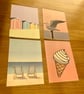 English Seaside Postcard Set - 4 A6 Vintage Style Coastal Prints