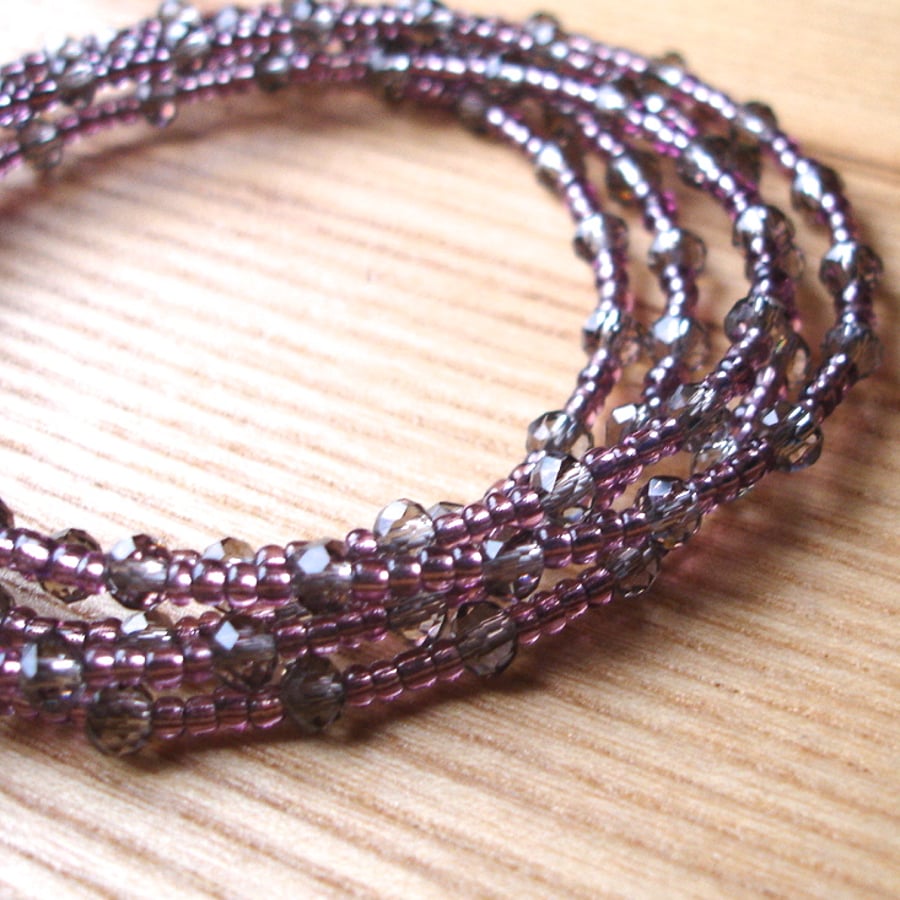 Multistrand Bracelet with Grey Glass Crystals