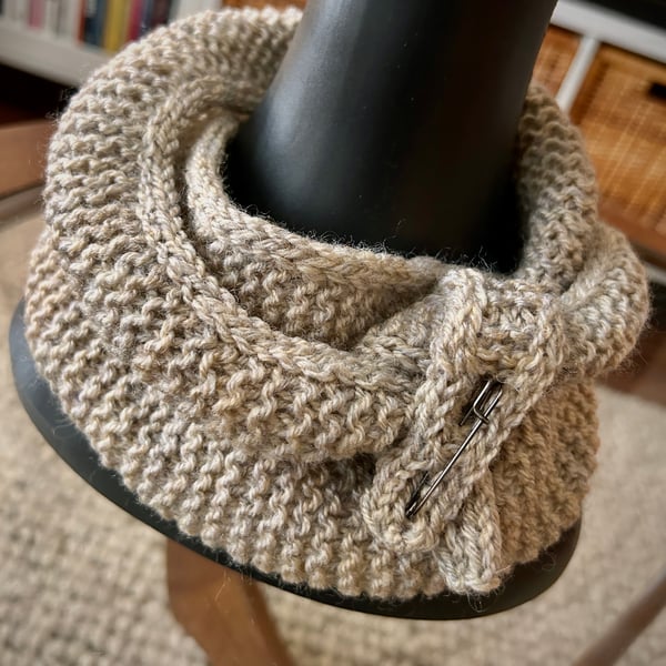 Hand Knitted 25% Wool Sophie Scarf with Kilt Pin