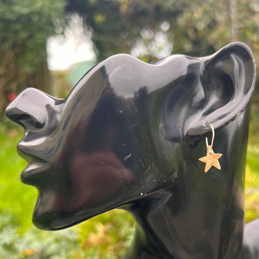 Brass Star Christmas Earrings