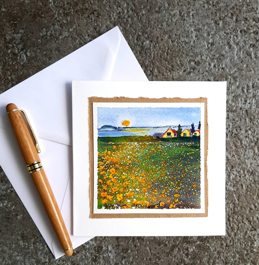 Buttercup Meadow. Blank Greetings Card. Handmade Gift Any Occasion.