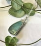 Handcrafted Sterling Silver Cat Silhouette Pendant with Turquoise Seaham Sea Gla