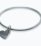 Sterling Silver Bangle with Heart Charm - Image 2
