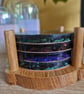 Set of 4 unique Velvet effect rich coloured Resin Coasters with Real Oak holder
