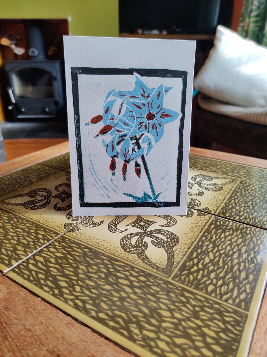 Peruvian flowers. Lino Print, Floral Original nature artwork.