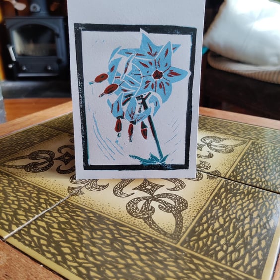 Peruvian flowers. Lino Print, Floral Original nature artwork.