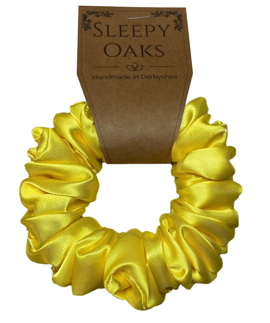 Yellow Satin Hair Scrunchie - 'Pineapple Crush' - Skinny small scrunchie