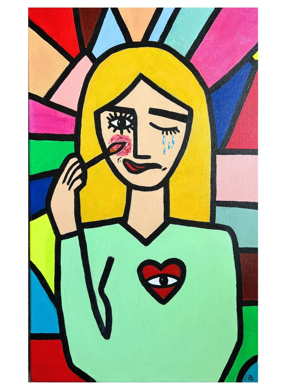 Morning routine, acrylic painting on canvas