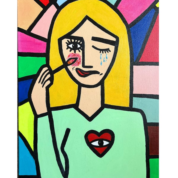 Morning routine, acrylic painting on canvas