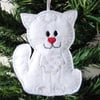 'Snow Cat' hanging decoration, felt. Made to order