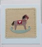 Hand-stitched rocking horse applique mounted on card - lots of detail, to frame? - Image 2