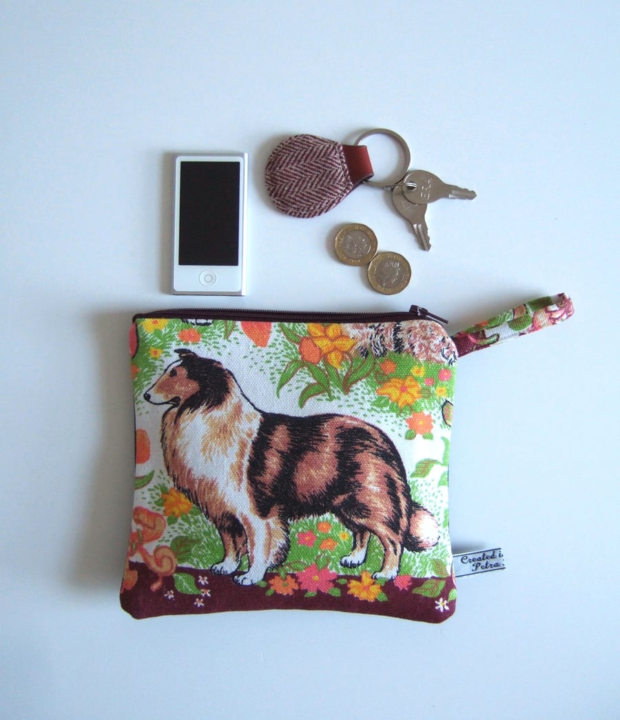 Shetland sheep dog Sheltie vintage purse or pouch