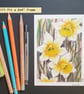 Yellow and white daffodils original drawing, small floral artwork, art - Image 9