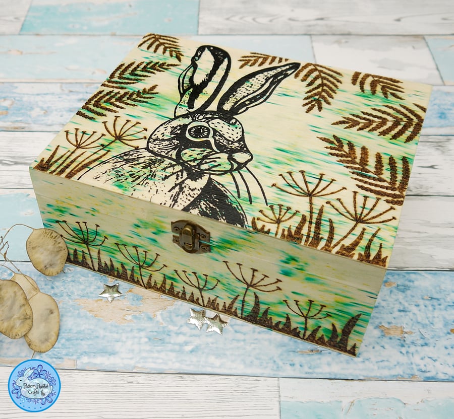 Hare Screen Print Pryographed Box