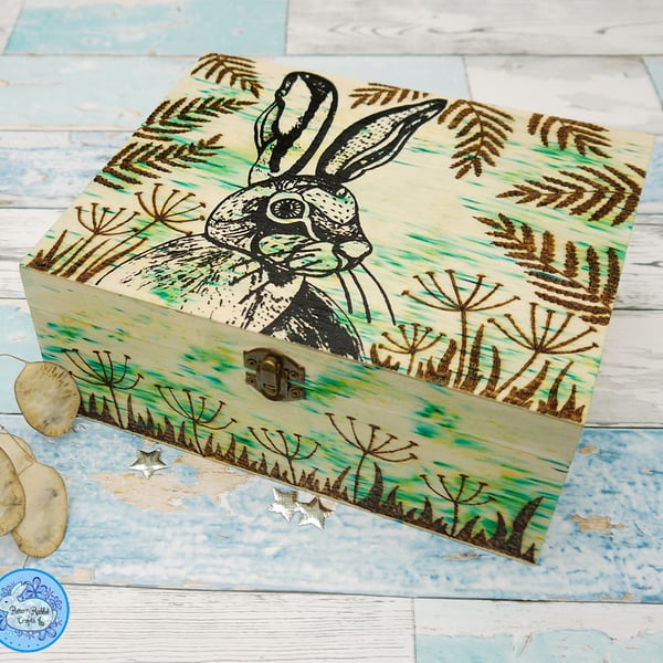 Hare Screen Print Pryographed Box