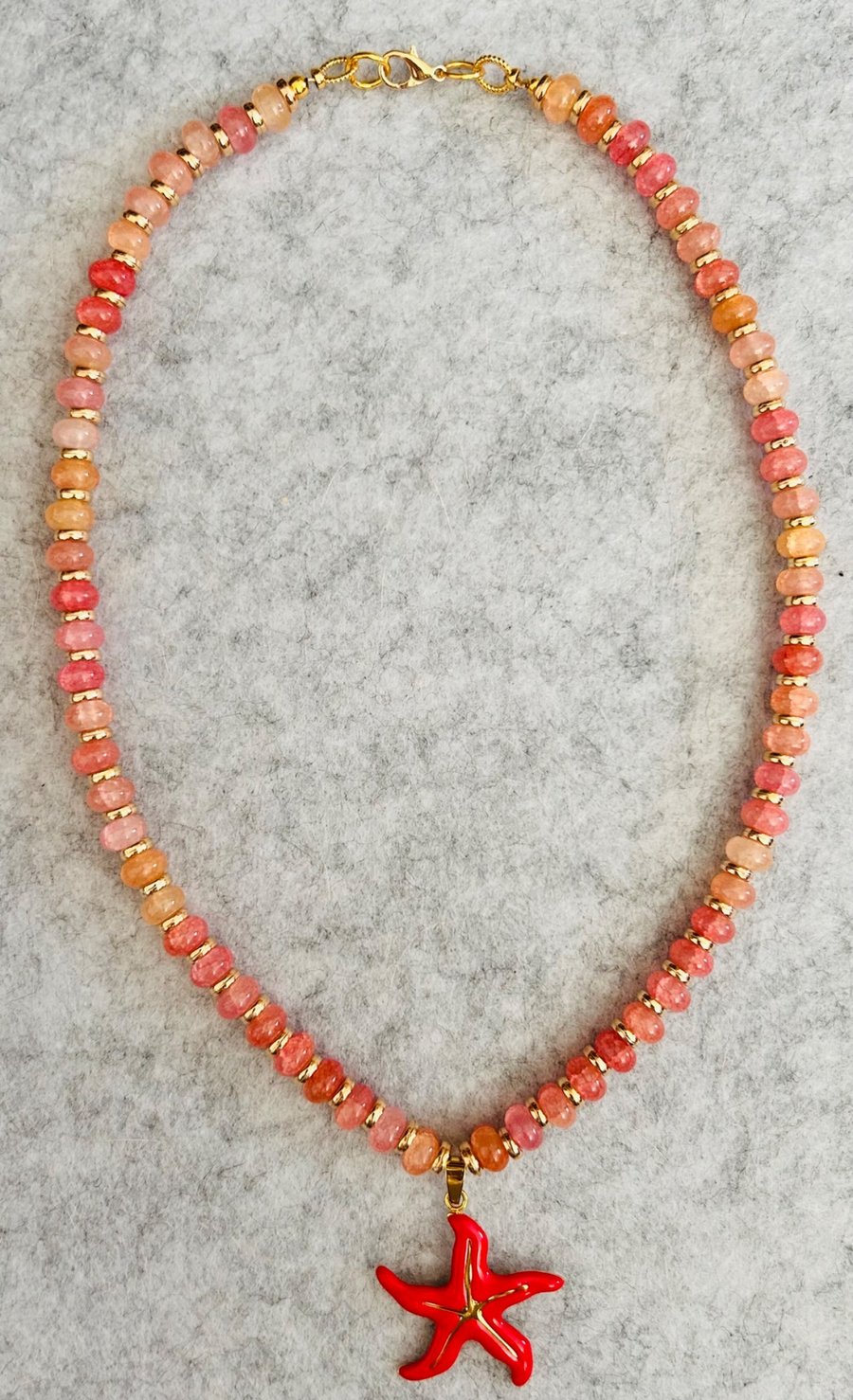 Coral dreams - coral coloured beads with starfish pendant