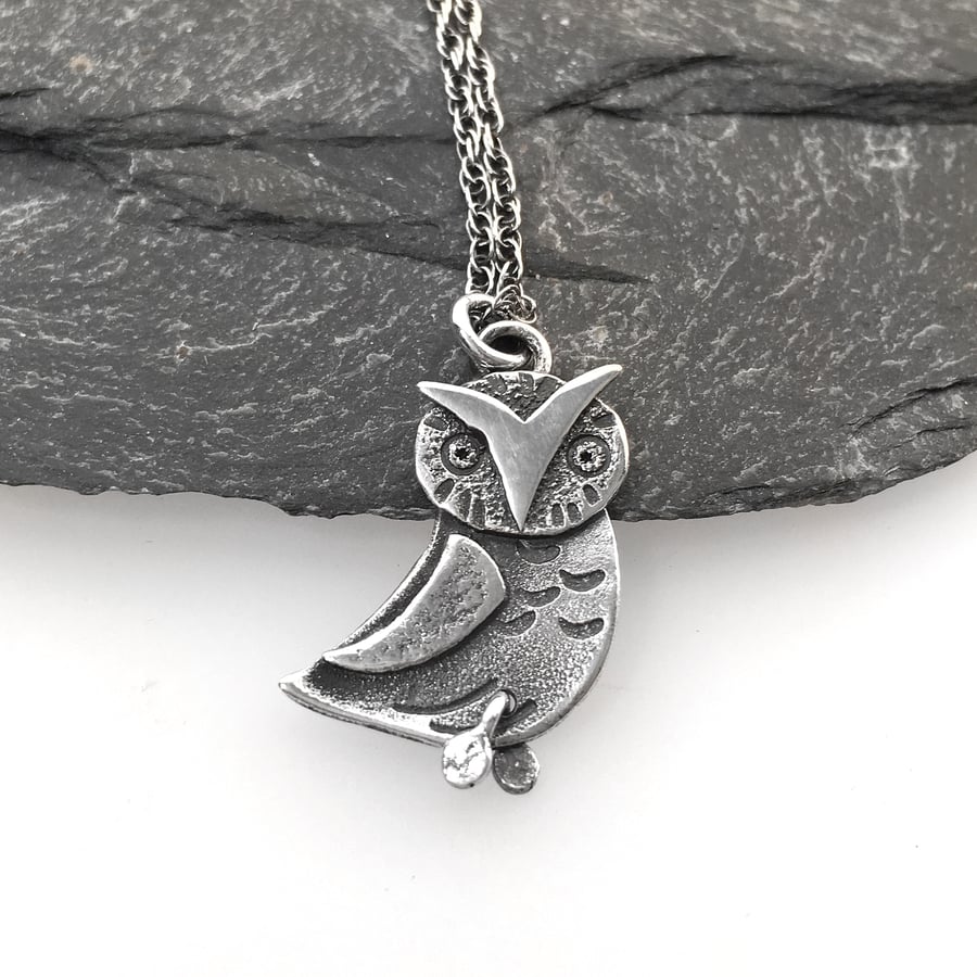  Sterling silver stylised owl pendant and chain Perfectly Imperfect