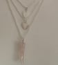 Set of 3 layered necklaces with rose quartz and mother of pearl charms - Image 2