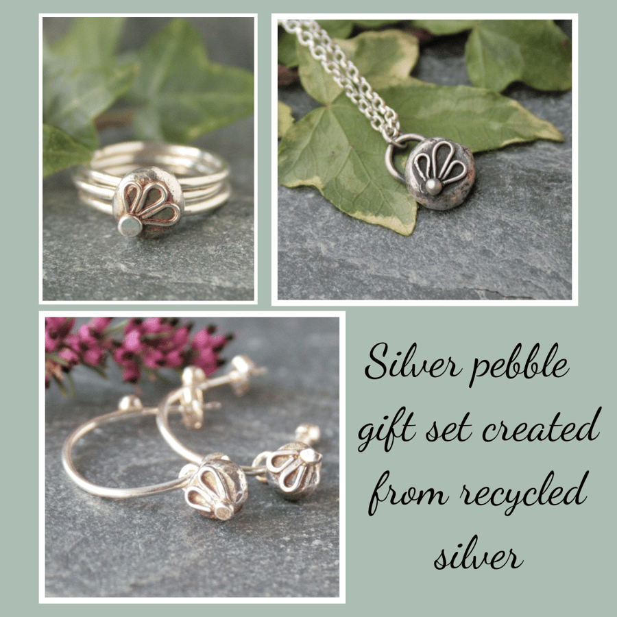 Beautiful bundle - silver pebble jewellery set