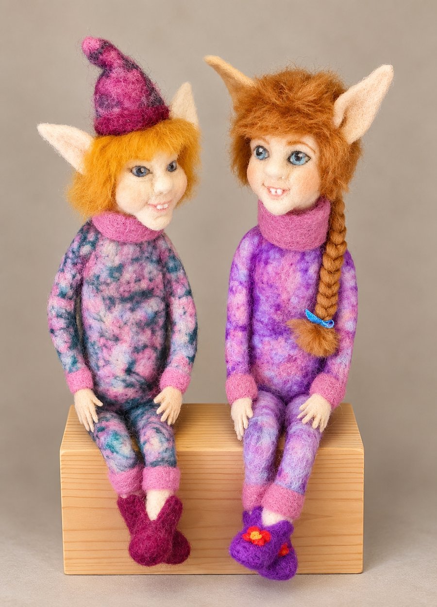 OOAK. The Woodlings Art Dolls.(The pair).
