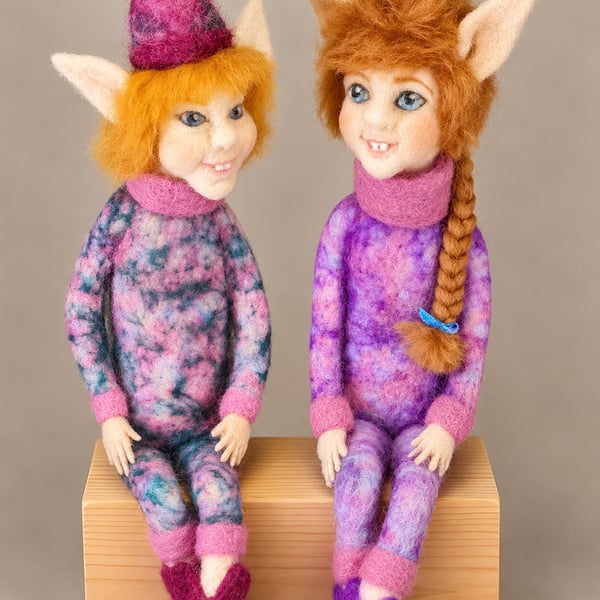 OOAK. The Woodlings Art Dolls.(The pair).