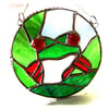 Tree Frog Suncatcher Stained Glass Ring Handmade 007