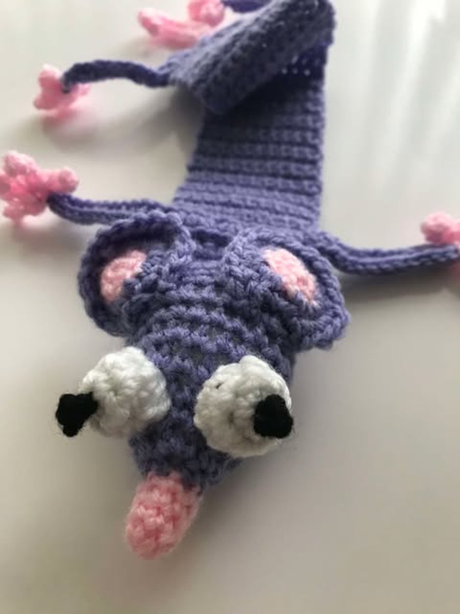 Handmade crocheted Bookmark Rat