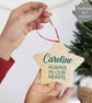 Personalised Bauble Star Memorial Christmas Wooden Tree Decoration - Image 1