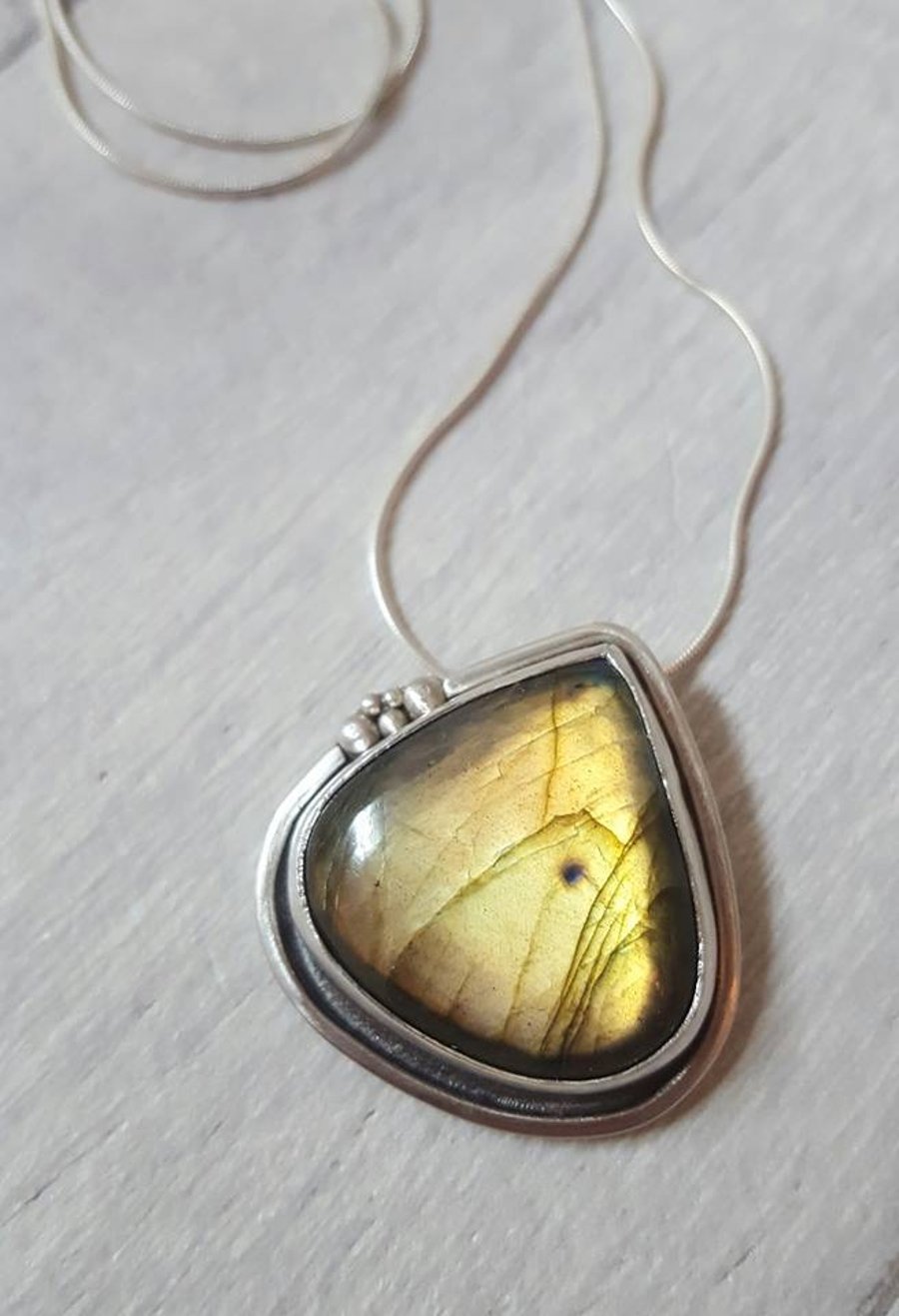 Labradorite and silver pendant