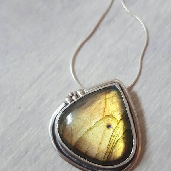 Labradorite and silver pendant