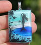 Dichroic Glass Mermaid Necklace: Fused Glass Sea Landscape Pendant F8 - Image 5