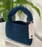 Navy tshirt yarn crochet mini bag - Image 2
