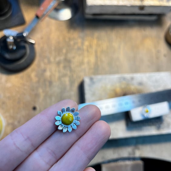 Silver Daisy Studs with 18ct Gold