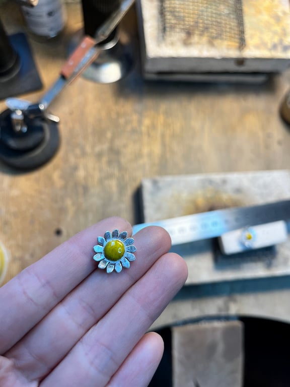 Silver Daisy Studs with 18ct Gold