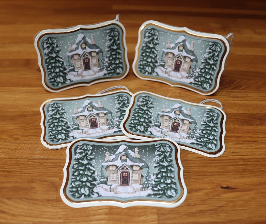 Christmas Cottage in the Snow, Gift Tags.