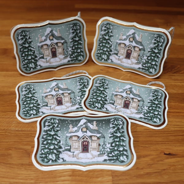 Christmas Cottage in the Snow, Gift Tags.