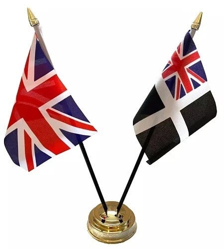 Cornwall Ensign Centre & Union Jack Friendship 2 Flag 12" Table Display