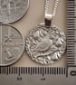 Partridge In A Pear Tree Coin Necklace Deep Engraved Recycled Sterling Silver Ch - Image 3