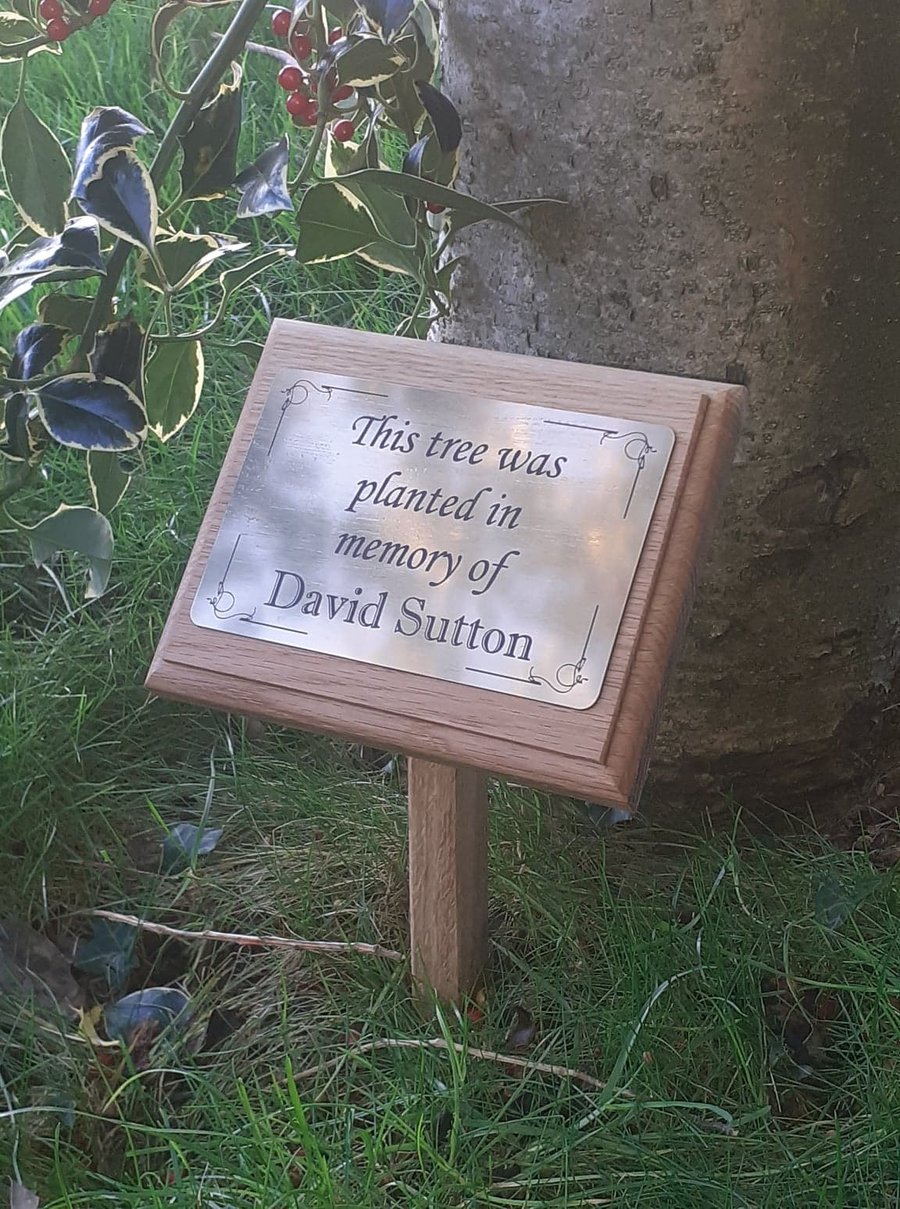 Dedication Memorial Tree Marker Engraved Memorial Cemetery Plaque Grave Plaque