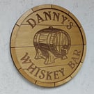 Personalised wooden barrel bar sign 