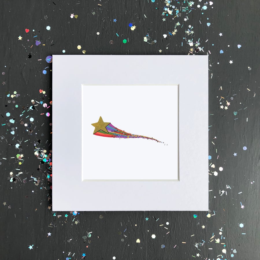 'Shooting Star' Mini Mounted Print