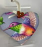 Handmade hummingbirds hanging fabric hearts set of 2 - Image 2