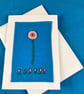 Hand embroidered pink bloom card. - Image 1