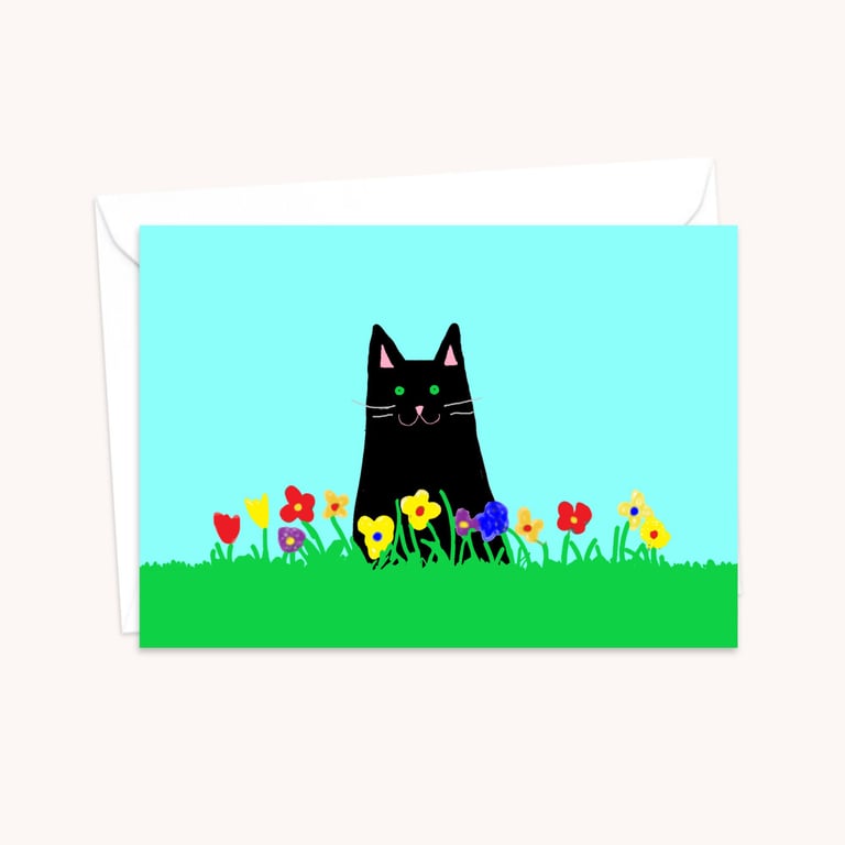 Garden Cat Greetings Card: Cat Lover Birthday Card (117)