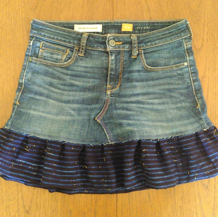 Upcycled Jeans and Hand Woven Indigo Fabric Min... - Folksy