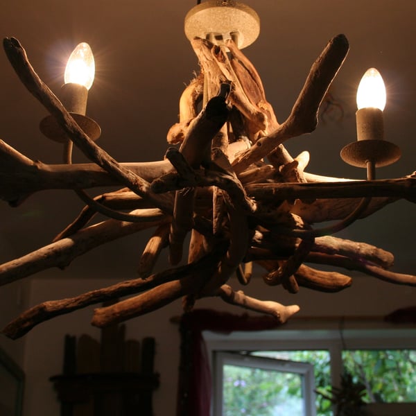 Driftwood Chandelier,Three light Chandelier, Drift Wood Light fitting 