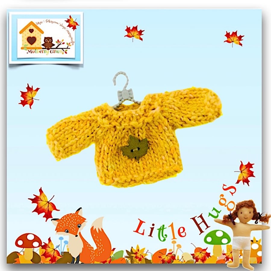 Bright Yellow Autumn Leaf Jumper to fit the Little Hugs dolls 